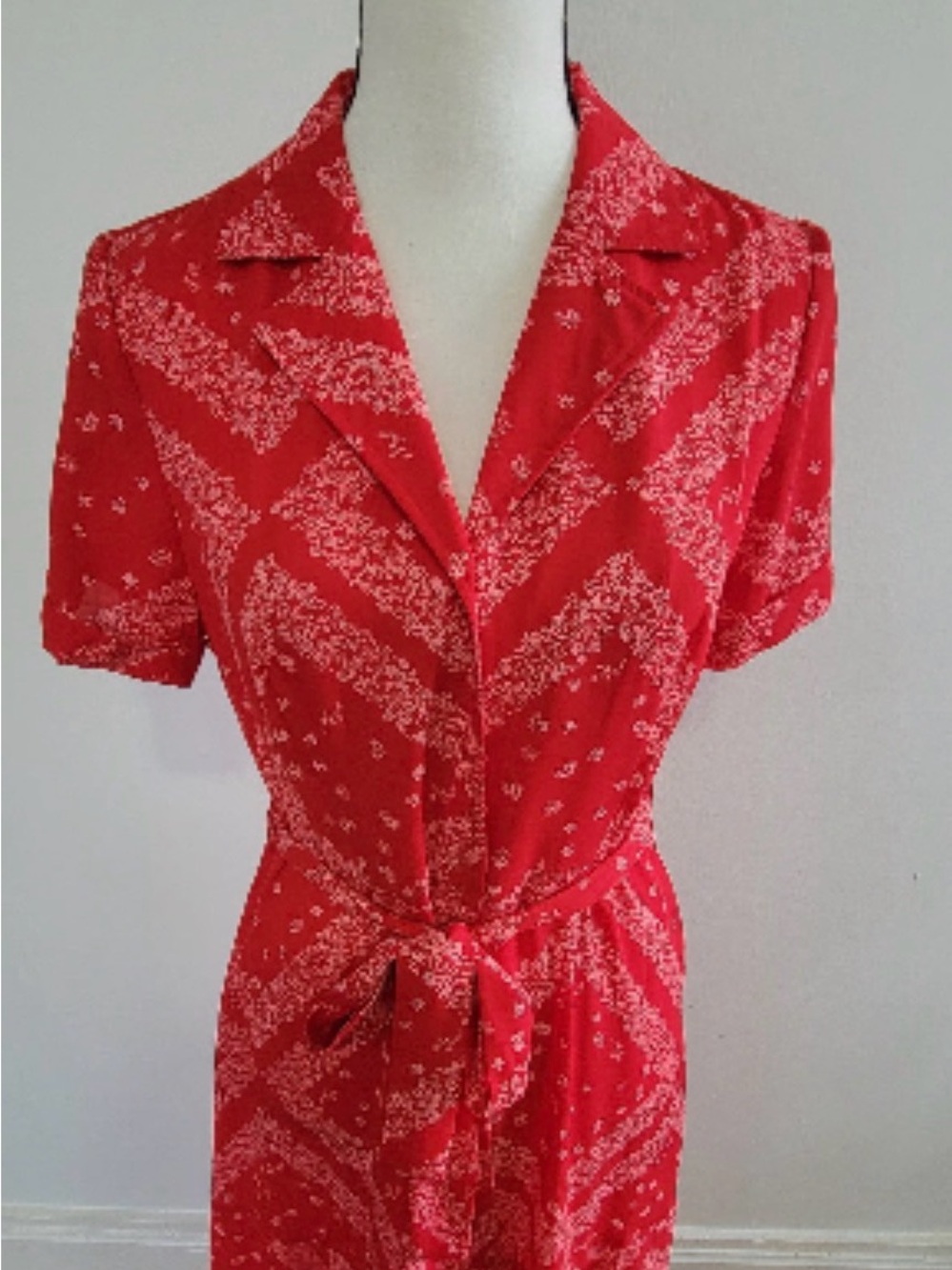 Nanette Lepore Red Patterned Short-Sleeve Midi Wrap Dress